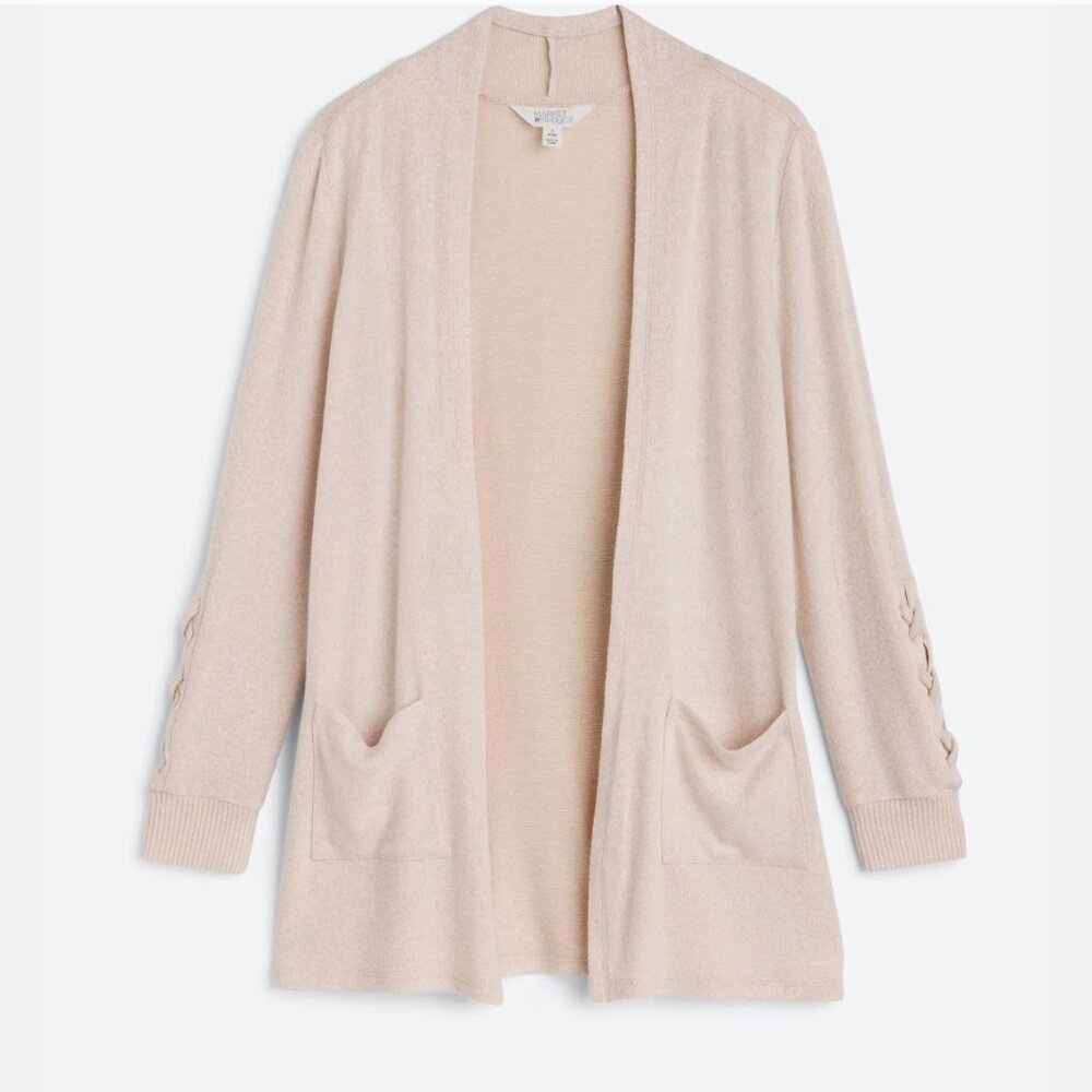 Market & Spruce Camila Brushed Knit Sleeve Detail Cardigan